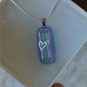 Blue Iridescent Pendant Necklace